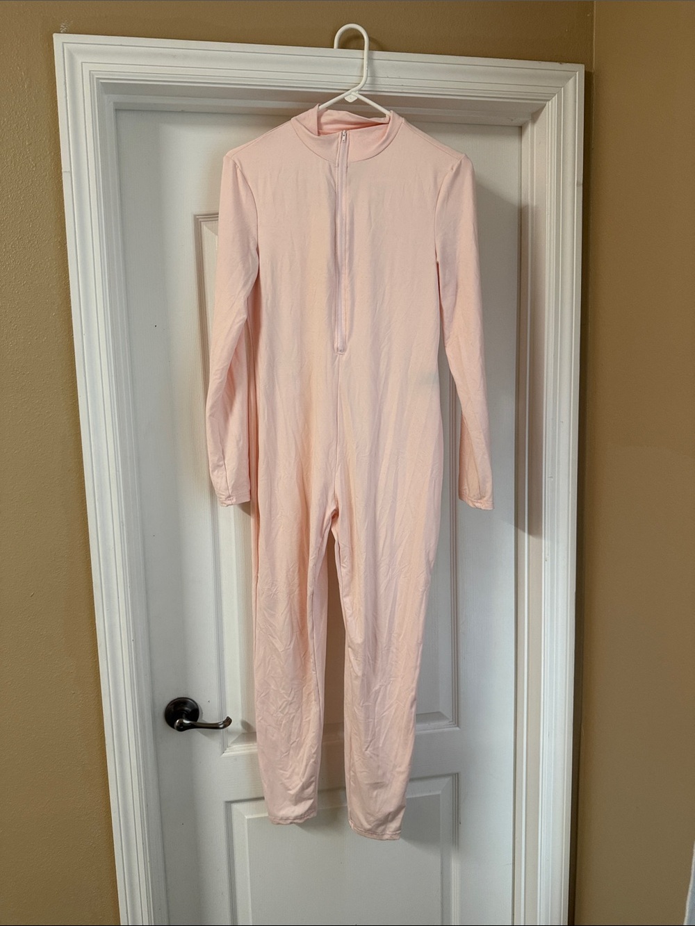 Light Pink Long-Sleeve One-Piece Jumpsuit